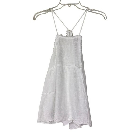 Zara TRF‎ Flowy Backless Frayed Off White Resortwear Bohochic Tank Top Medium - Picture 3 of 13
